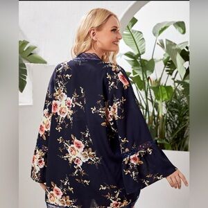 ABOLLRIA light blue and rose print kimono​